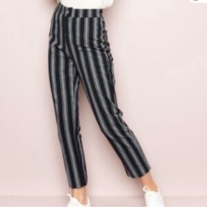 Brandy Melville Black and White Striped Trousers